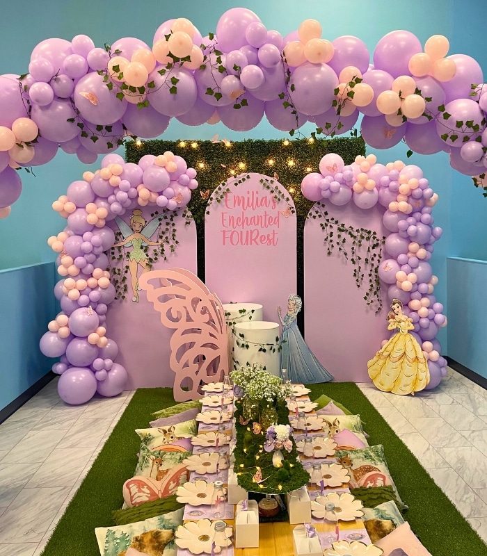 Experience the enchantment of Emi's Enchanted Forest Kids Party Theme at Kidz Kastle: A captivating journey awaits with our custom decorations, bringing the magical forest to life for unforgettable children's parties. Explore our specialty in kids' party themes at Kidz Kastle.